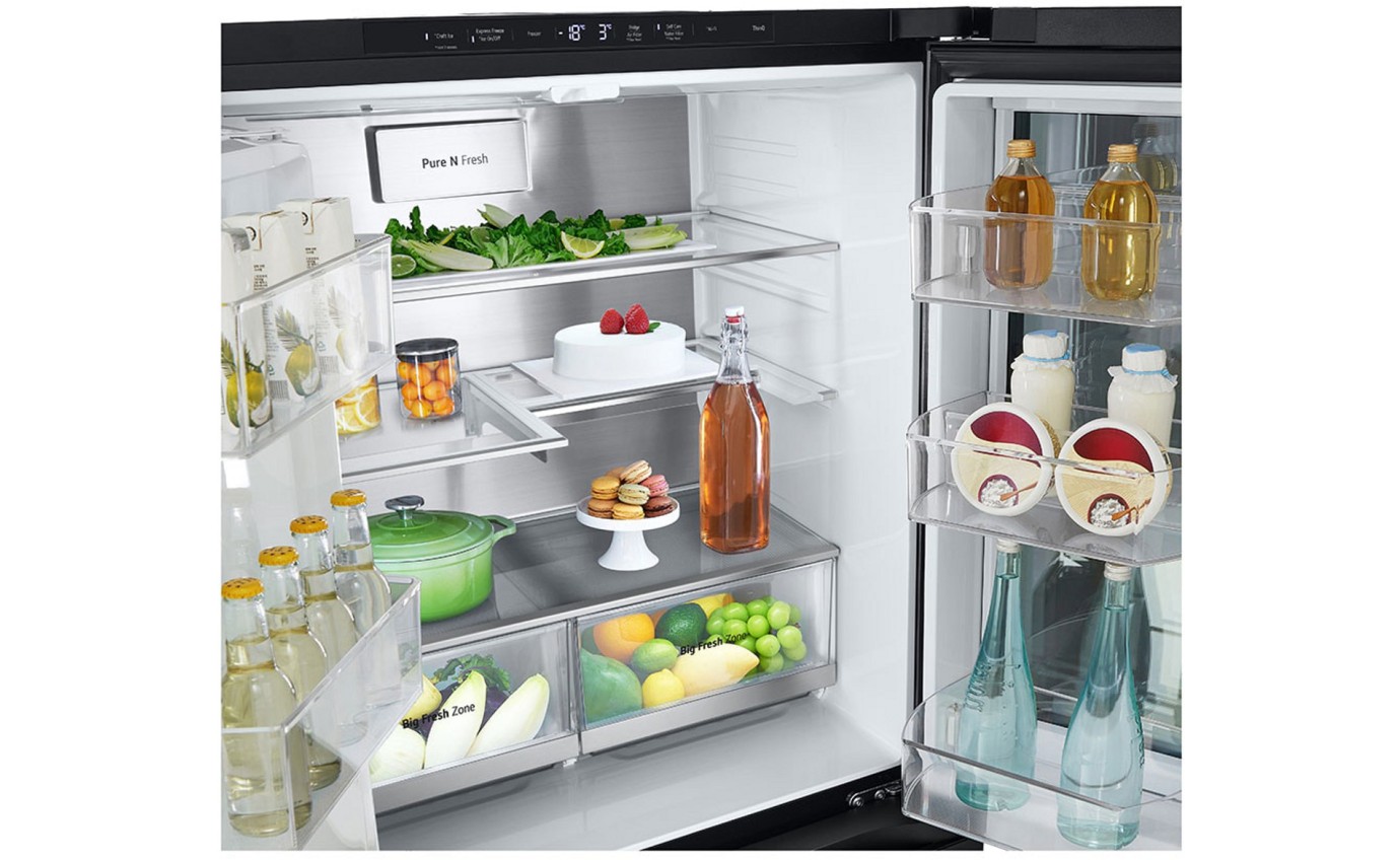 LG 508L InstaView Slim French Door Fridge (Matte Black) GFV500MBLC