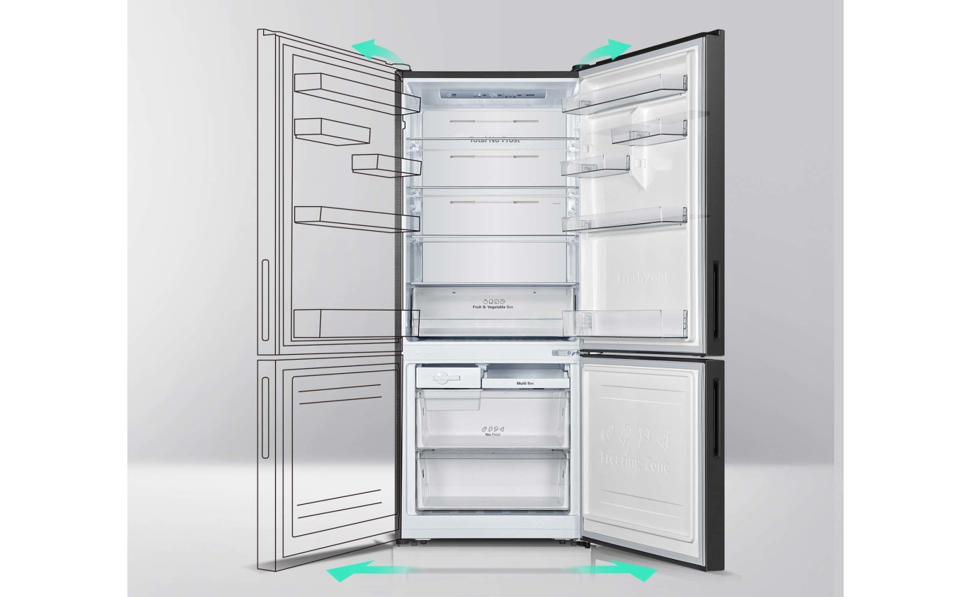 Hisense 417L PureFlat Eco Vision Bottom Mount Fridge (Black Steel) HRBM418E