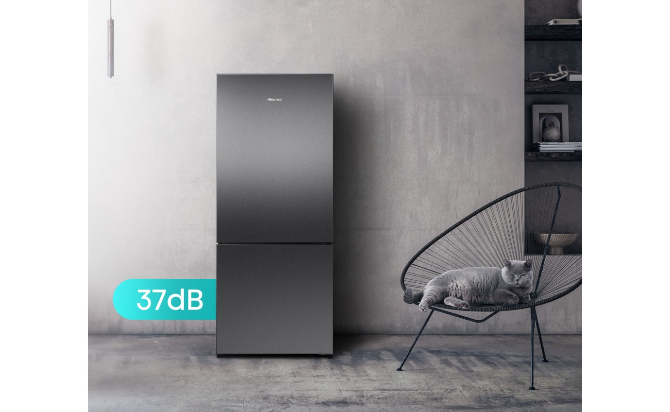 Hisense 417L PureFlat Eco Vision Bottom Mount Fridge (Black Steel) HRBM418E