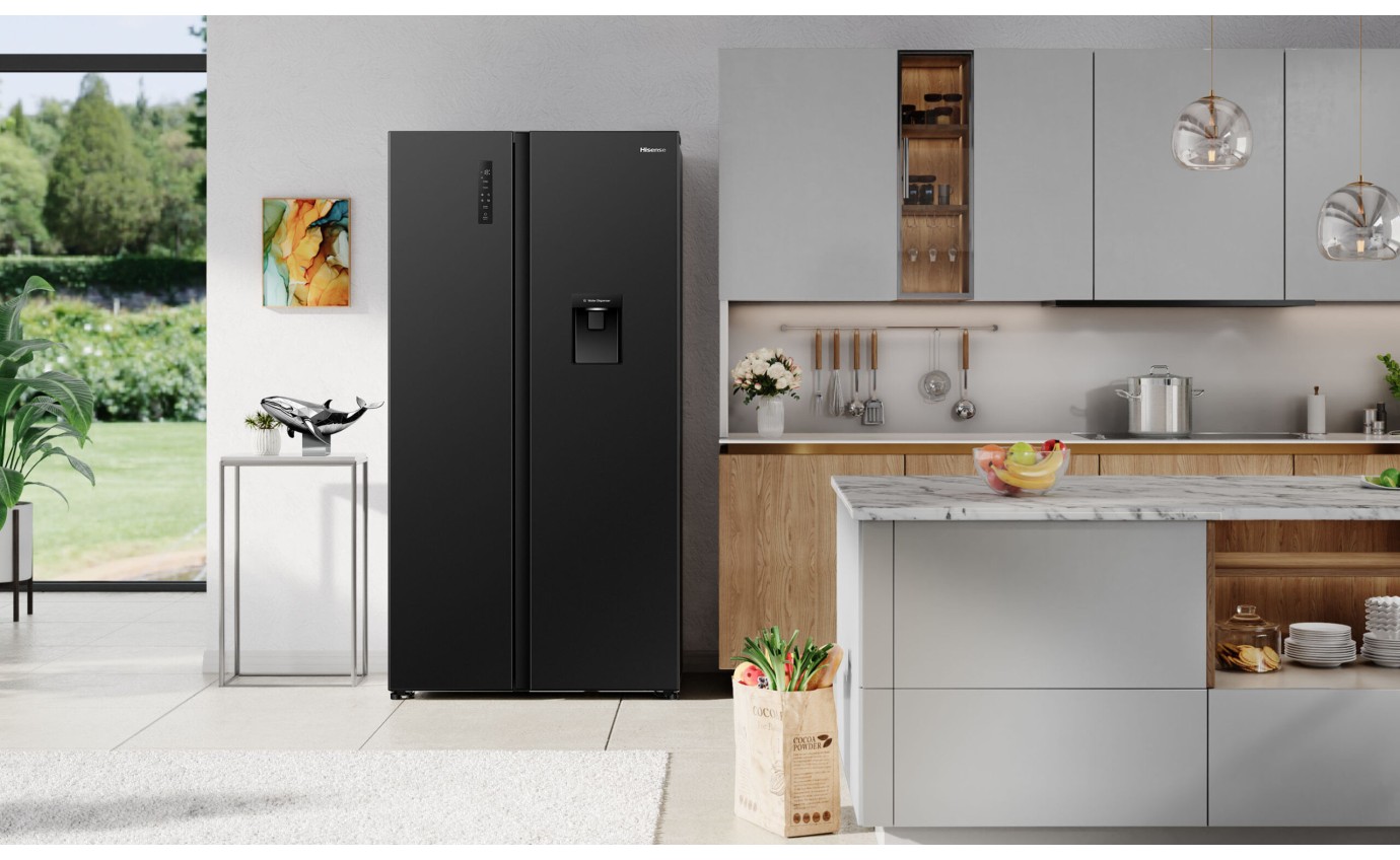 Hisense 541L PureFlat Side by Side Fridge (Black) HRSBS540BW