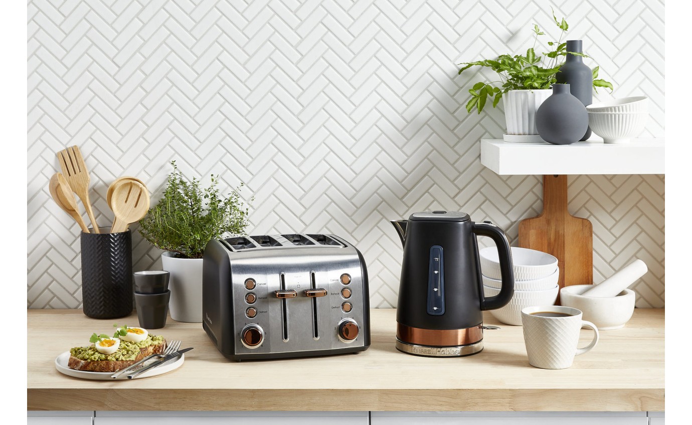 Russell Hobbs Brooklyn 4 Slice Toaster (Black/Copper) RHT94COP