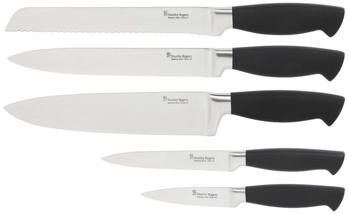 Stanley Rogers Framed Acacia 6 Piece Kitchen Knife Block Set 41413