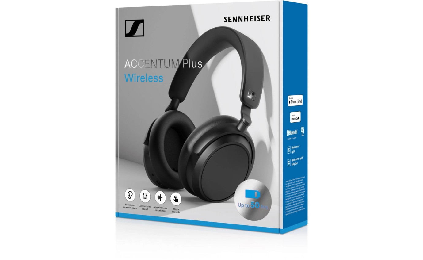 Sennheiser Accentum Plus Adaptive Noise Cancelling Wireless Over-Ear Headphones (Black) 11901351338