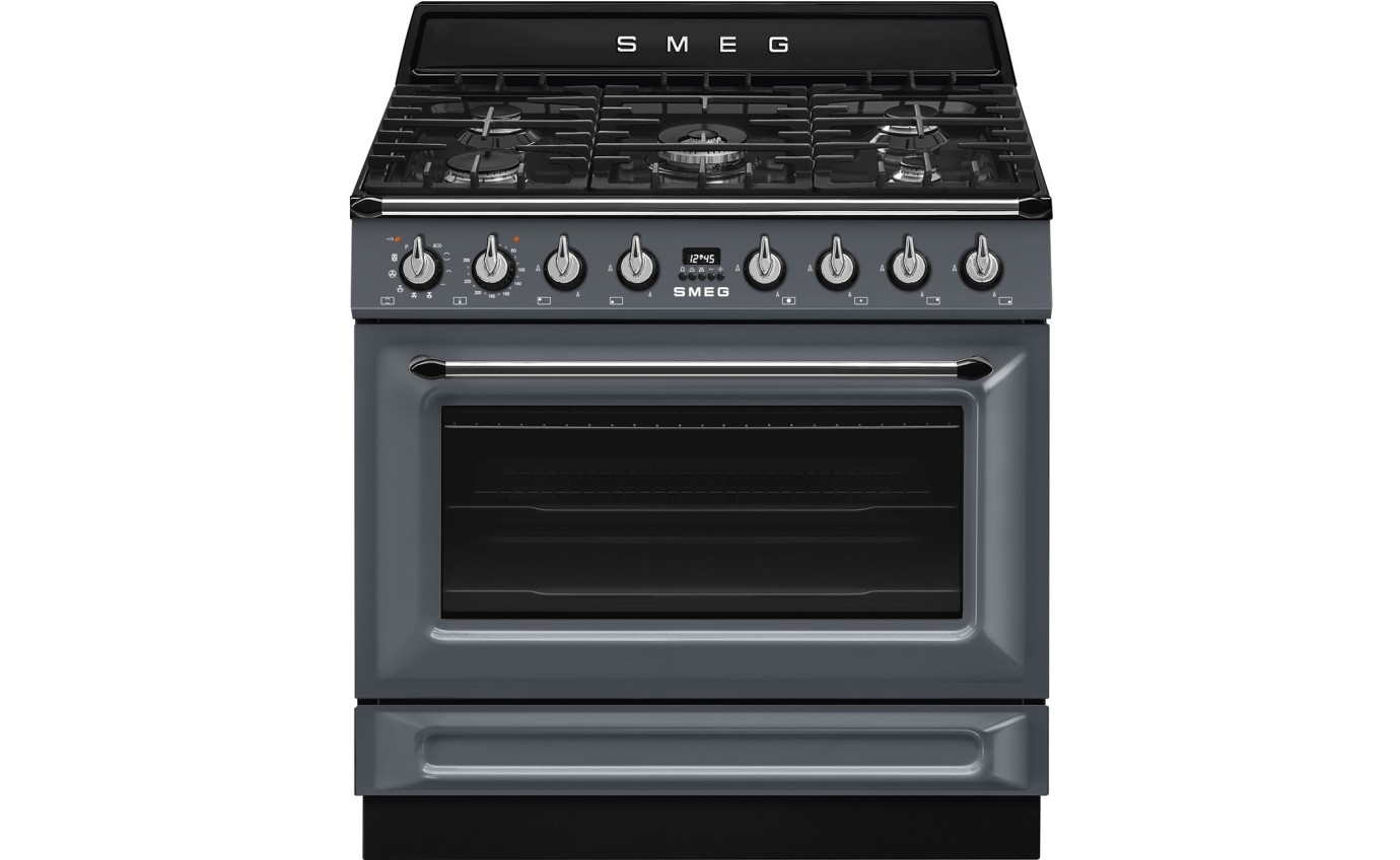 Smeg 90cm Victoria Dual Fuel Pyrolytic Cooker (Slate Grey) TRA90GPGR