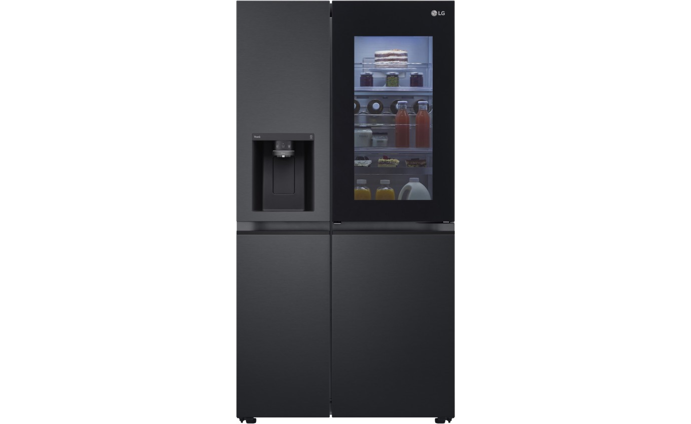 LG 635L InstaView Side By Side Fridge (Matte Black) GSV600MBLC