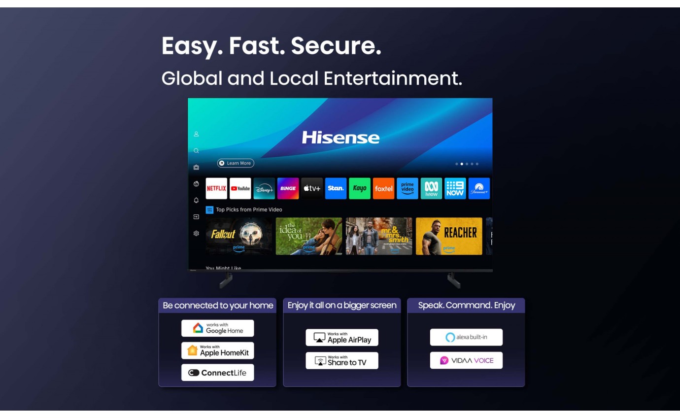 Hisense 65 inch U6QAU Pro ULED Mini LED 4K 144Hz Smart TV 65U6QAUPRO