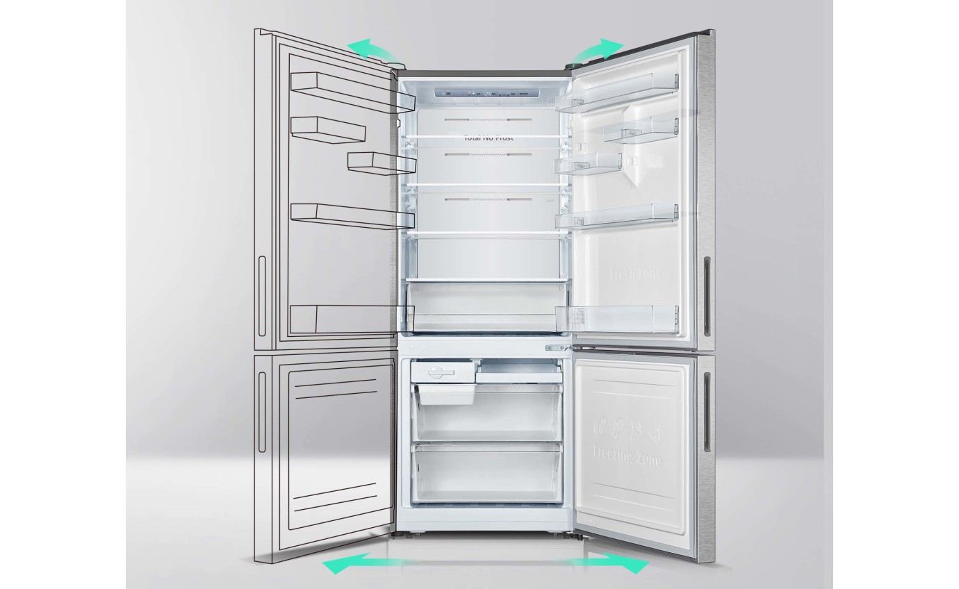Hisense 417L PureFlat Bottom Mount Fridge (Stainless Steel) HRBM418S