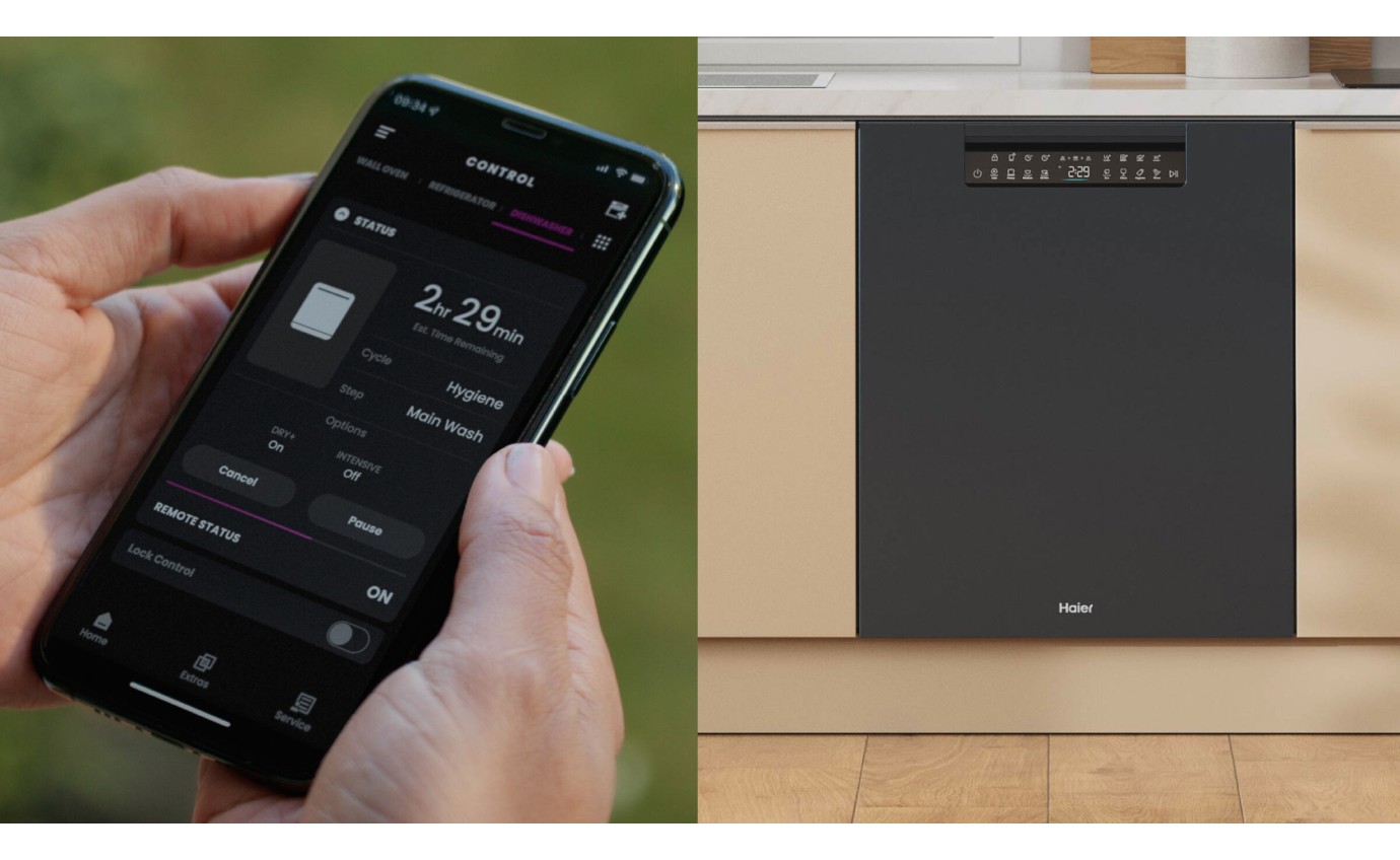 Haier 60cm Built-under Dishwasher with Steam Sanitise (Black) HDW15U3B1