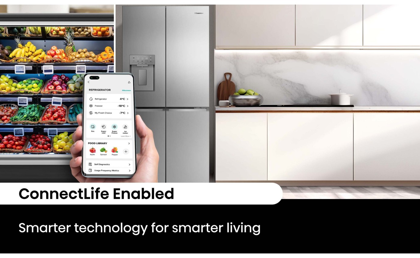 Hisense 483L PureFlat Slim French Door Fridge (Silver) HRCD483TSW