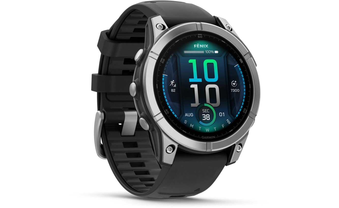 Garmin fenix&reg; E 47mm AMOLED (Stainless Steel with Black Silicone Band) 0100302500
