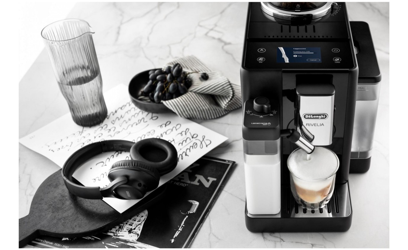 DeLonghi Rivelia Fully Automatic Coffee Machine (Onyx Black) EXAM44055B