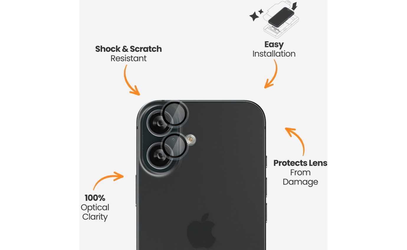 EFM Camera Lens Armour for iPhone 16 & 16 Plus (Clear) EFSGCLAE609CLE