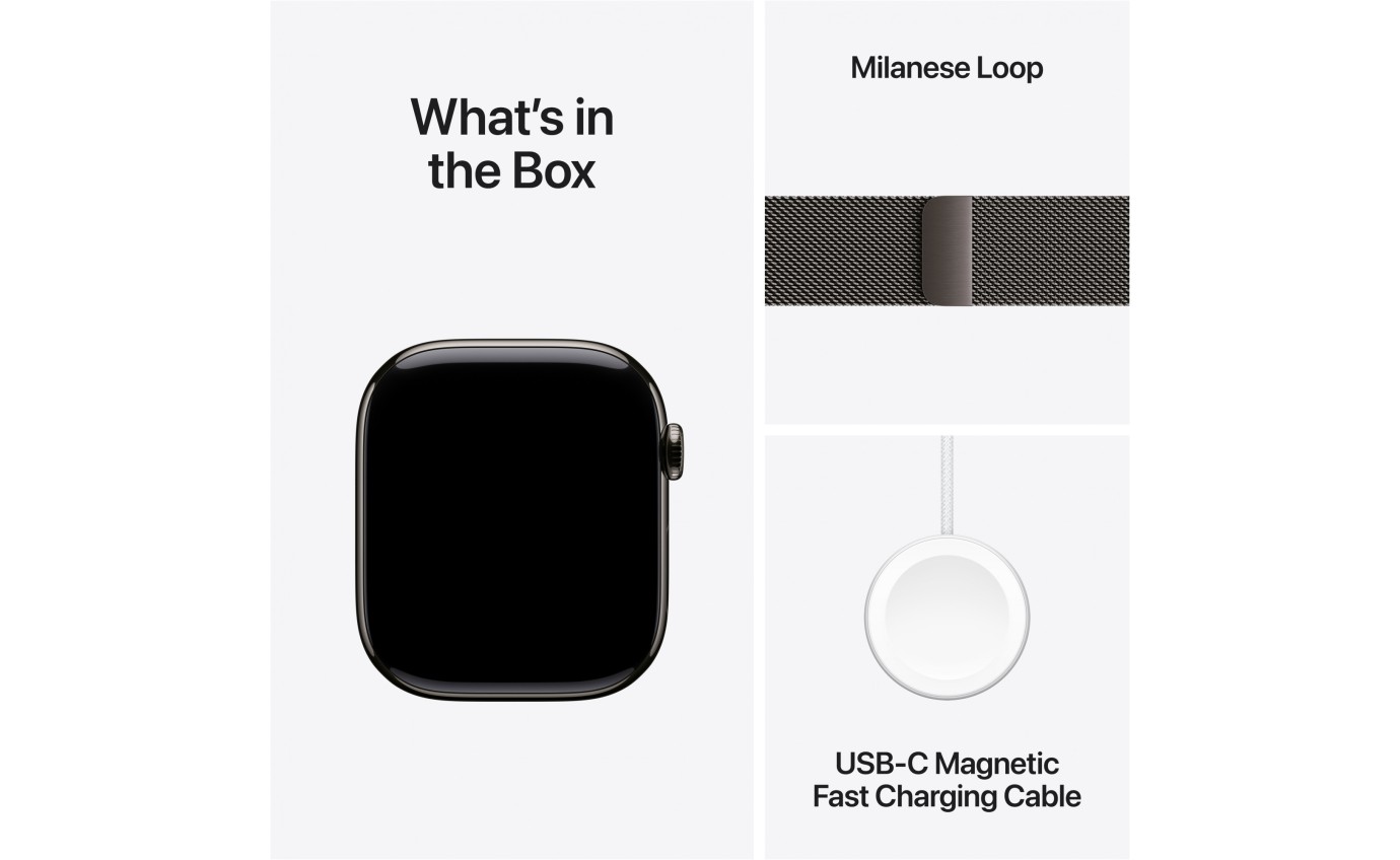 Apple Watch Series 11 GPS + Cellular 46mm Slate Titanium Case with Slate Milanese Loop (M/L) MFD44XA