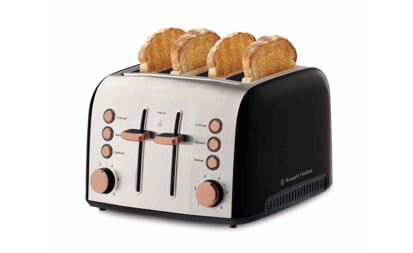 Russell Hobbs Brooklyn 4 Slice Toaster (Black/Copper) RHT94COP