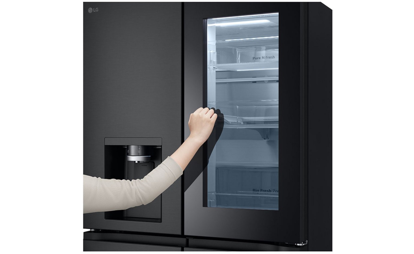 LG 508L InstaView Slim French Door Fridge (Matte Black) GFV500MBLC