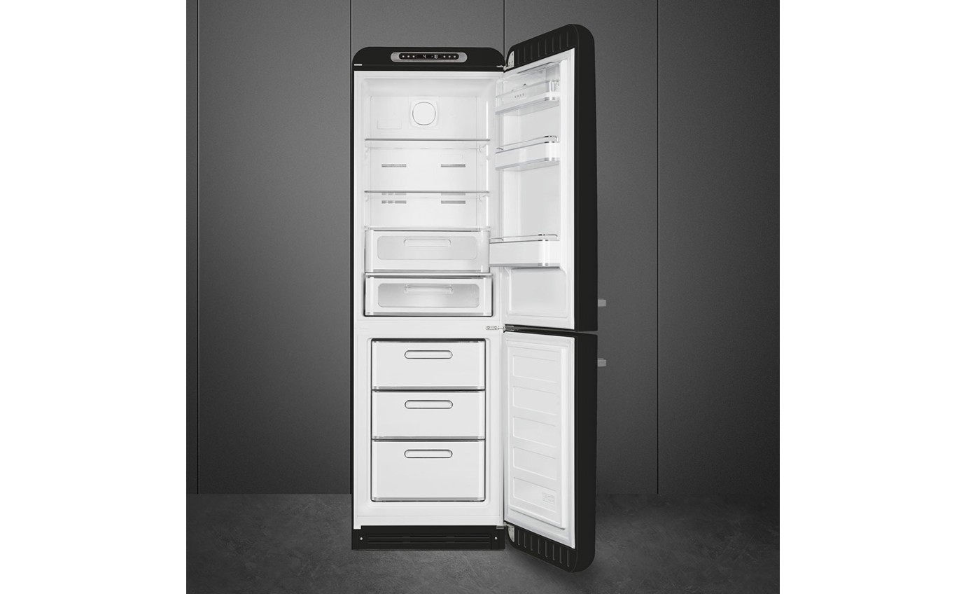 Smeg 331L 50s Style Retro Bottom Mount Fridge (Black) FAB32RBL5AU