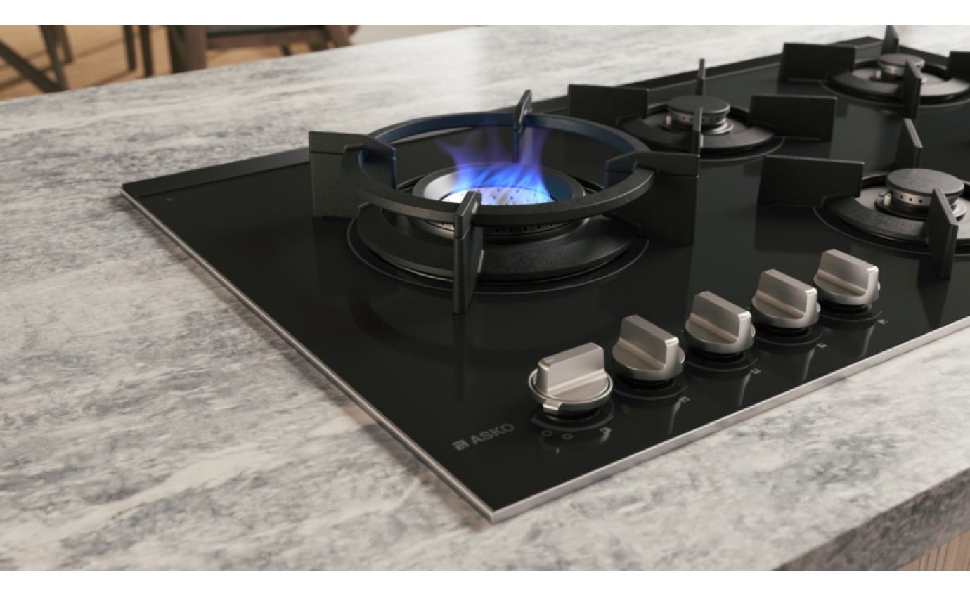 ASKO 90cm Natural Gas 5 Burner Cooktop with Fusion Volcano Burner HG8953BGD1