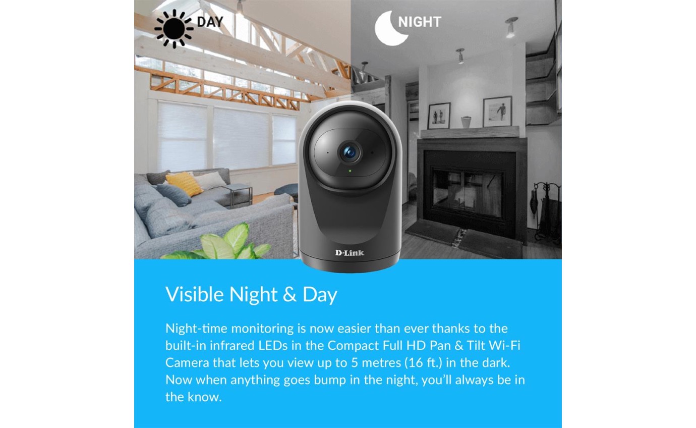D-Link Compact Full HD Pan & Tilt Wi-Fi Camera DCS6500LHV2