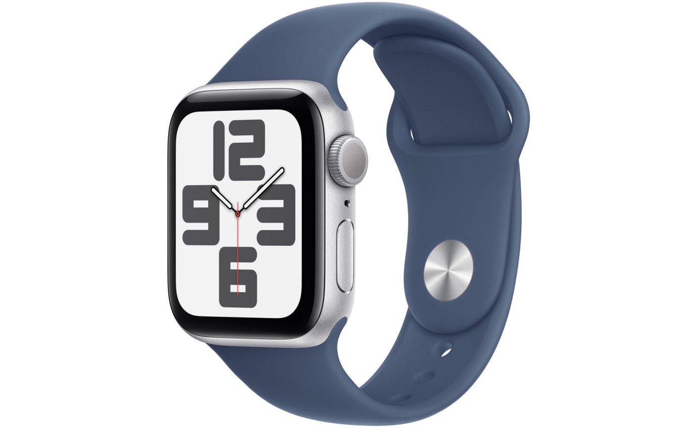 Apple Watch SE GPS 40mm Silver Aluminium Case with Denim Sport Band M L MXED3ZPA MXED3ZP A Retravision