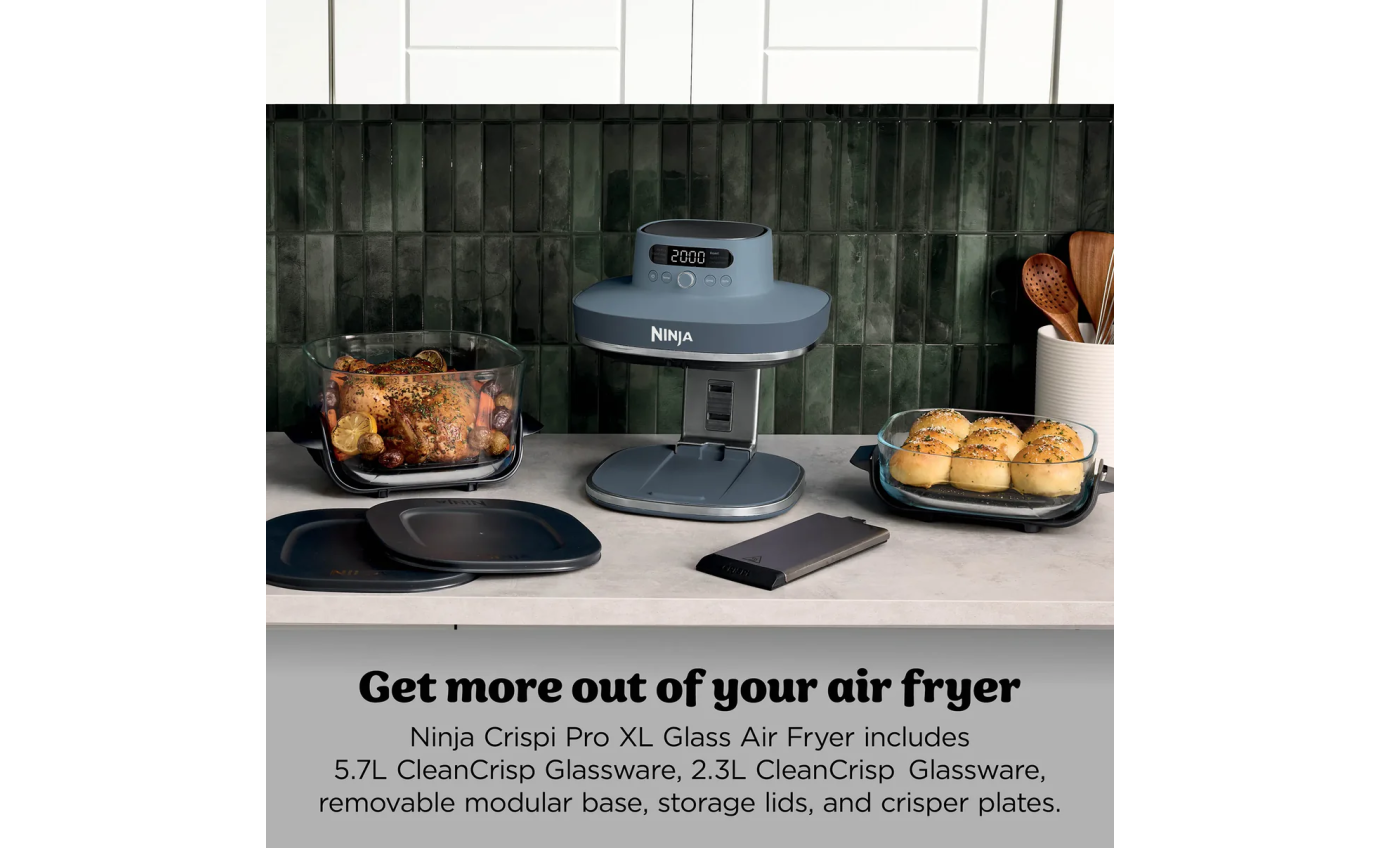 Ninja Crispi Pro&trade; 6-in-1 Countertop Glass Air Fryer 5.7L (Cyberspace) AS101BLANZ