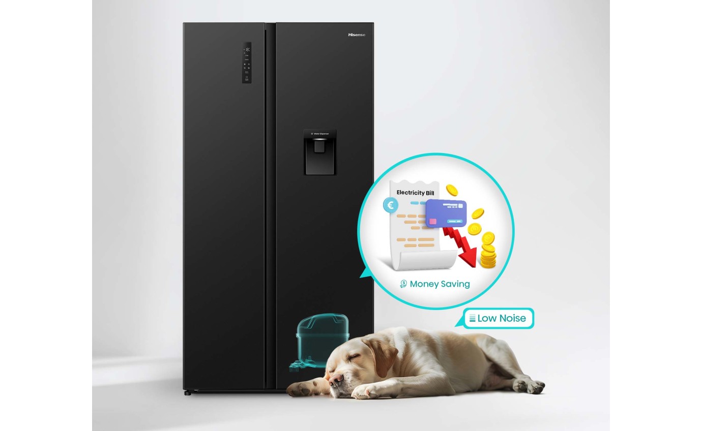 Hisense 541L PureFlat Side by Side Fridge (Black) HRSBS540BW