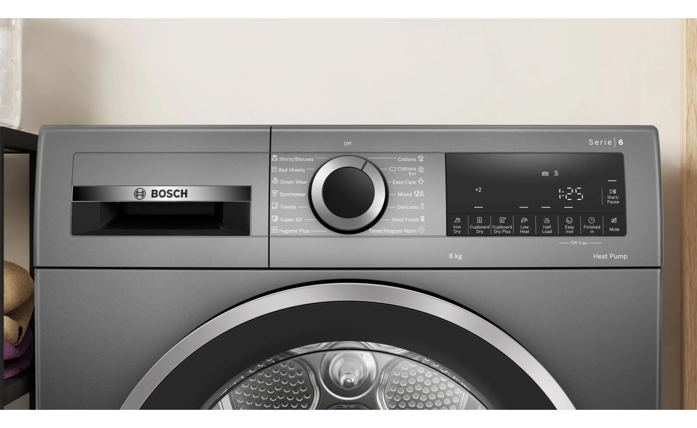 Bosch 8kg Series 6 Heat Pump Tumble Dryer (Graphite) WQG235DRAU