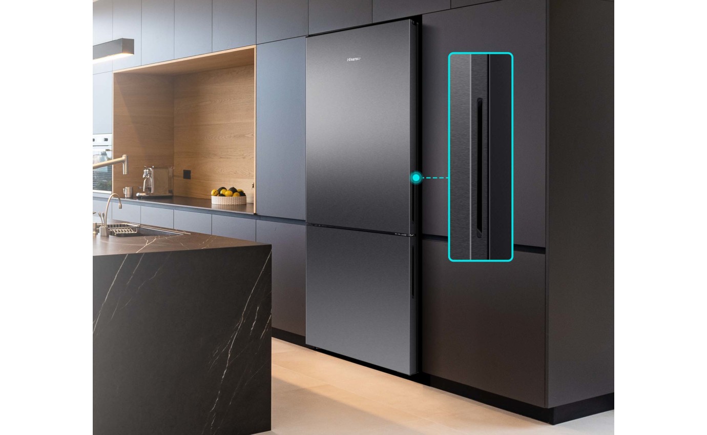 Hisense 417L PureFlat Eco Vision Bottom Mount Fridge (Black Steel) HRBM418E
