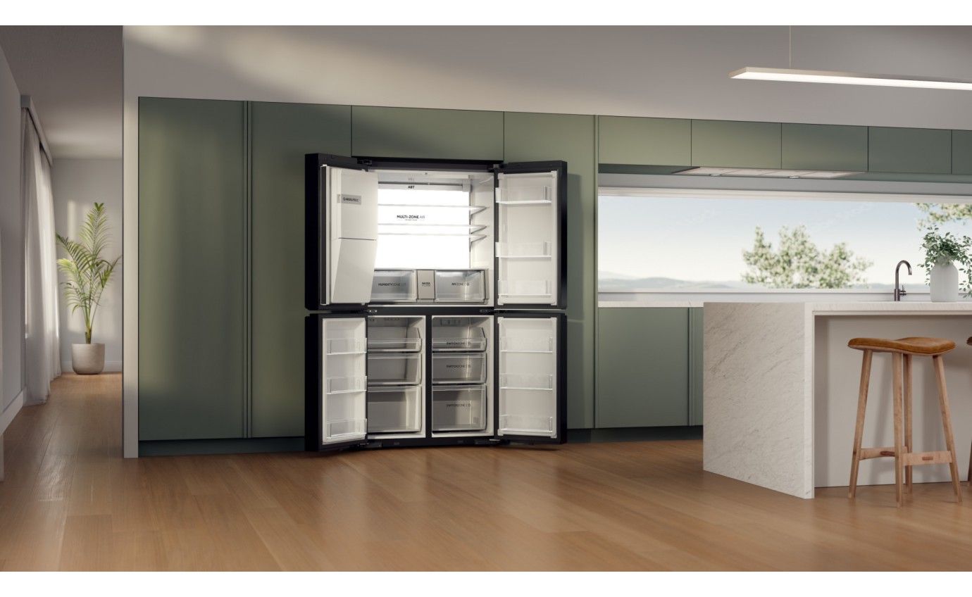 Haier 601L 600 Series Quad Door Refrigerator Freezer (Black) HRF680YZC