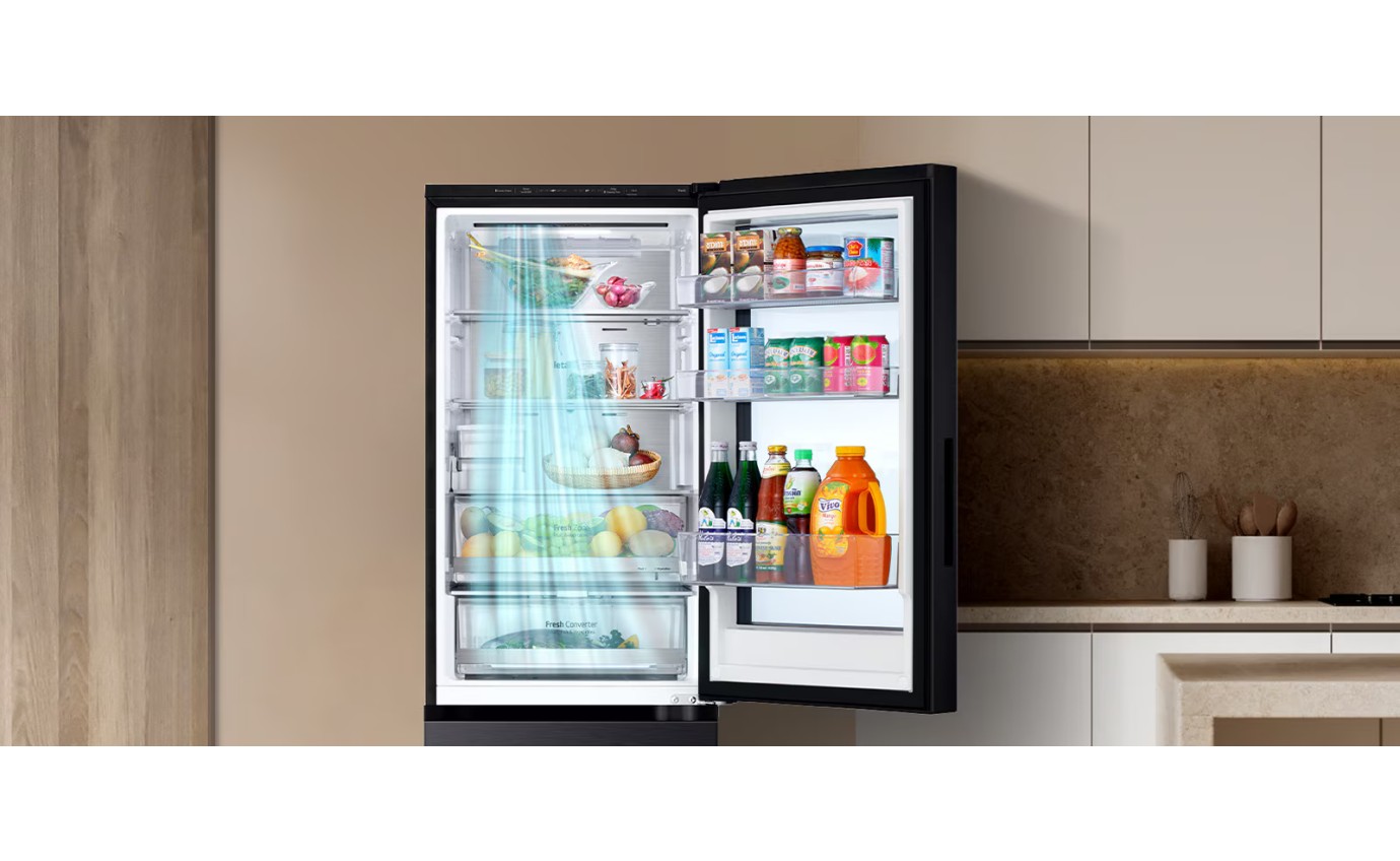 LG 340L Instaview Bottom Mount Fridge (Matte Black) GBV300MBL
