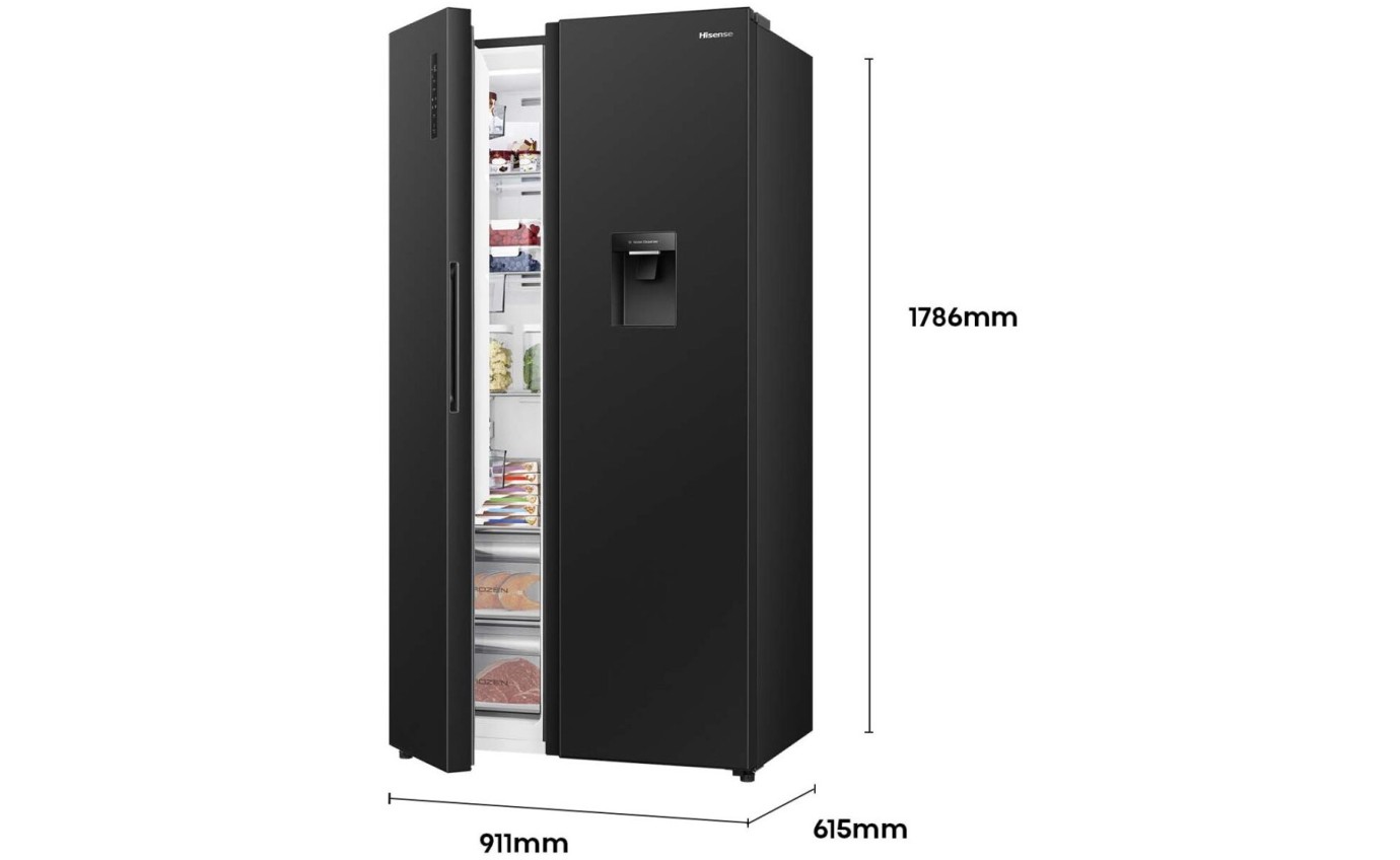 Hisense 541L PureFlat Side by Side Fridge (Black) HRSBS540BW