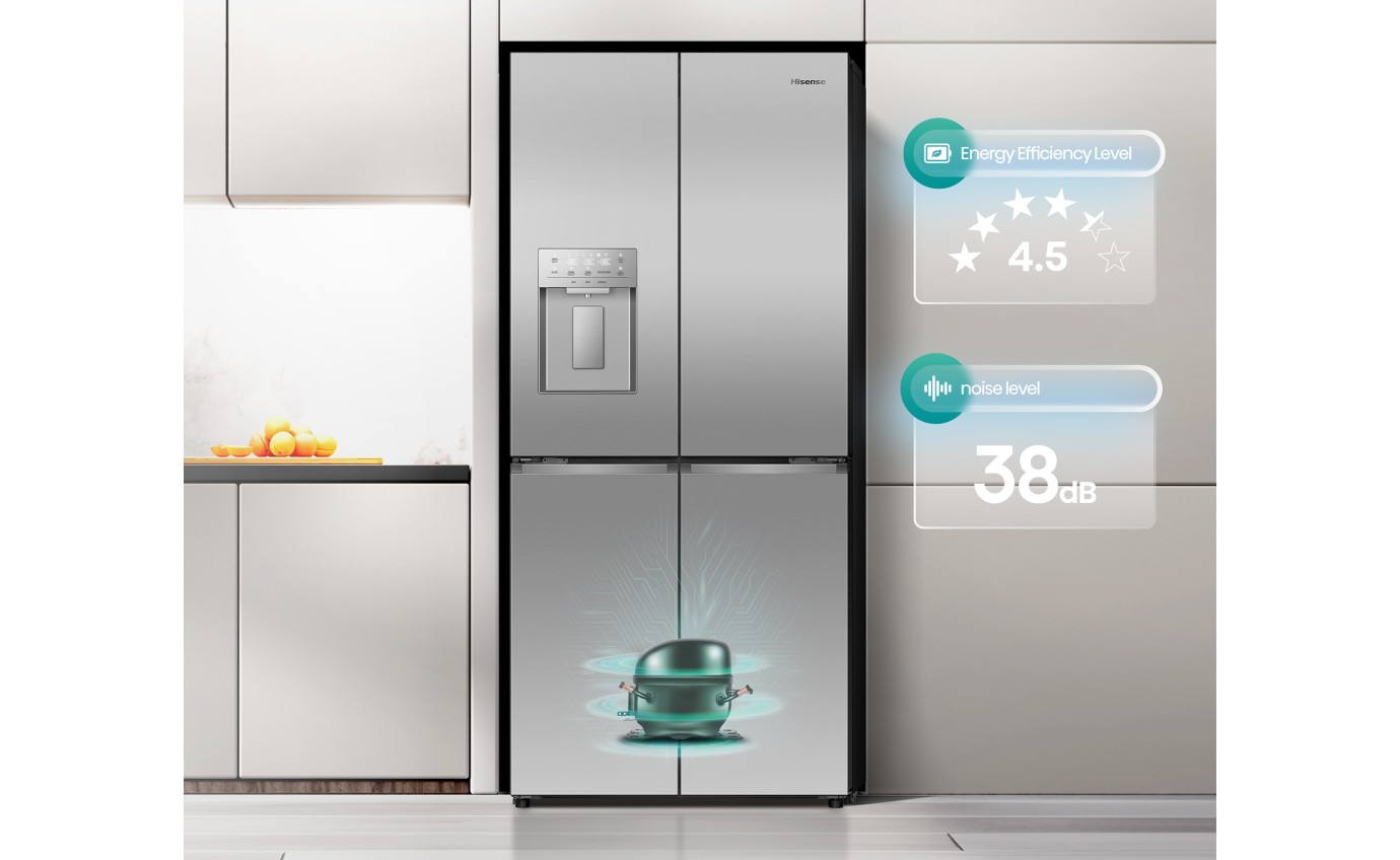 Hisense 483L PureFlat Slim French Door Fridge (Silver) HRCD483TSW