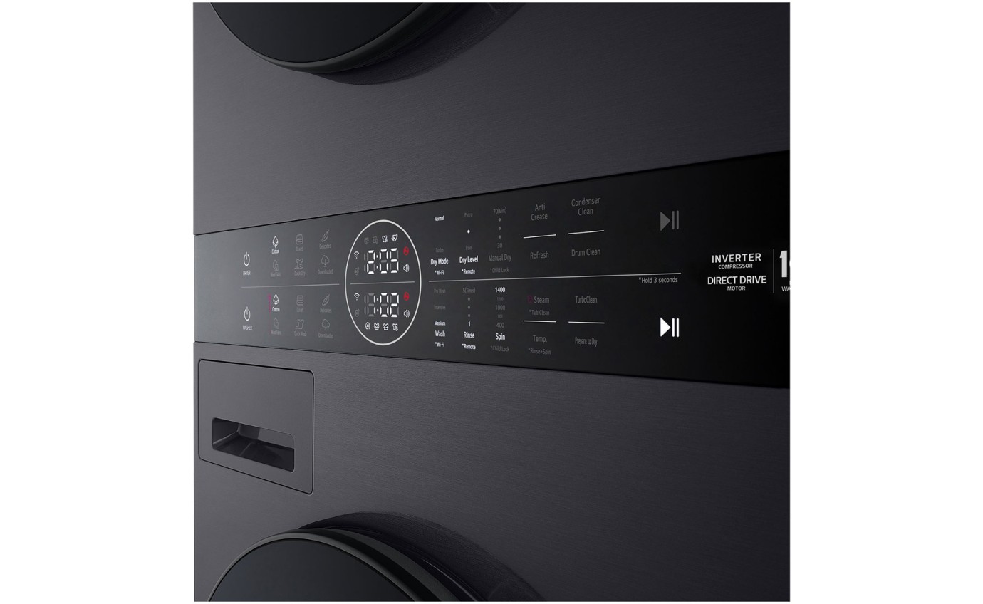 LG 12/10kg WashTower&trade; Stacked Washer Dryer (Black) WWT1210BX