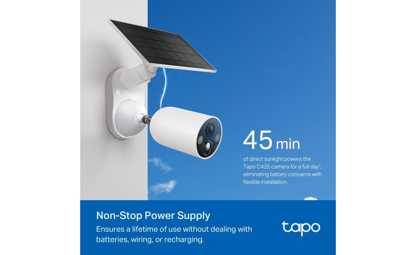 Tapo 2K 4MP Smart Wire-Free Solar-Powered Security Camera Kit TAPOC425KIT