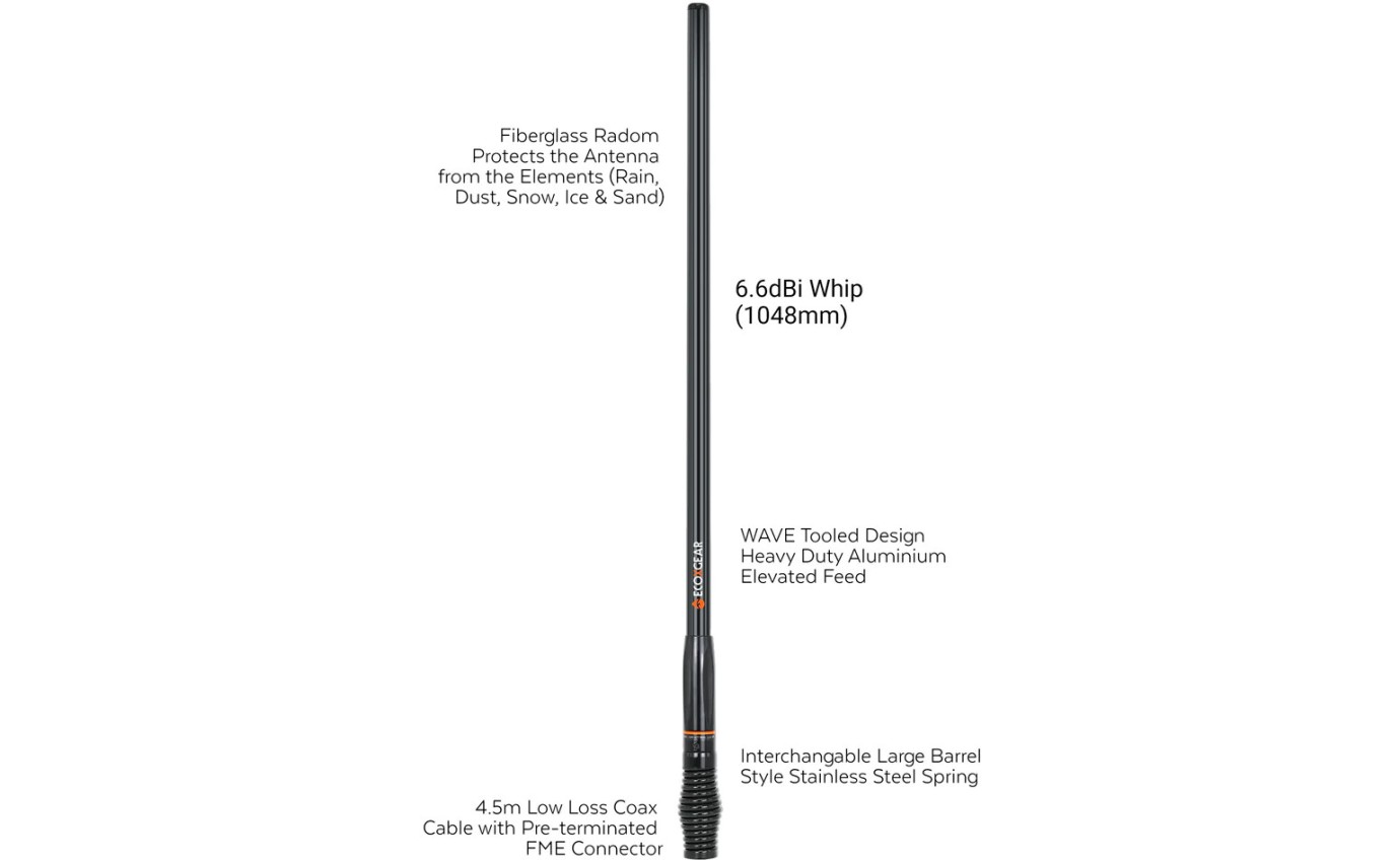 ECOXGEAR ATRD660 Barrel Spring Heavy Duty Radome 6.6dBi UHF Antenna ATRD660