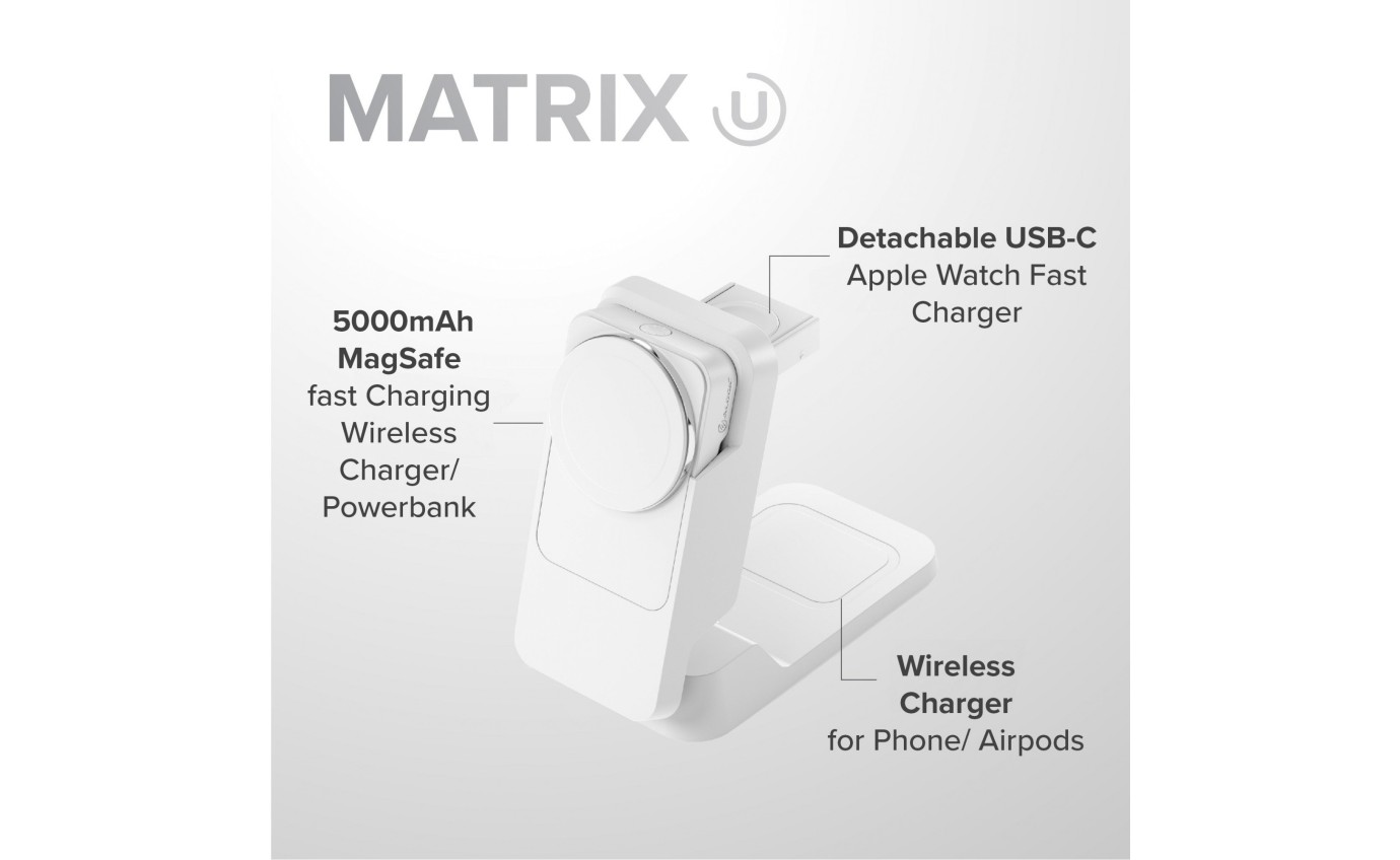 Alogic Matrix Ultimate 3-in-1 Wireless Charger with MagSafe Power Bank MFPB5KMG
