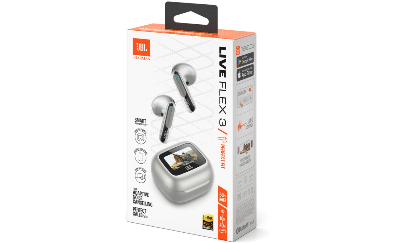 JBL Live Flex 3 TWS Noise Cancelling In-Ear Headphones (Silver) JBLLIVEFLEX3SIL