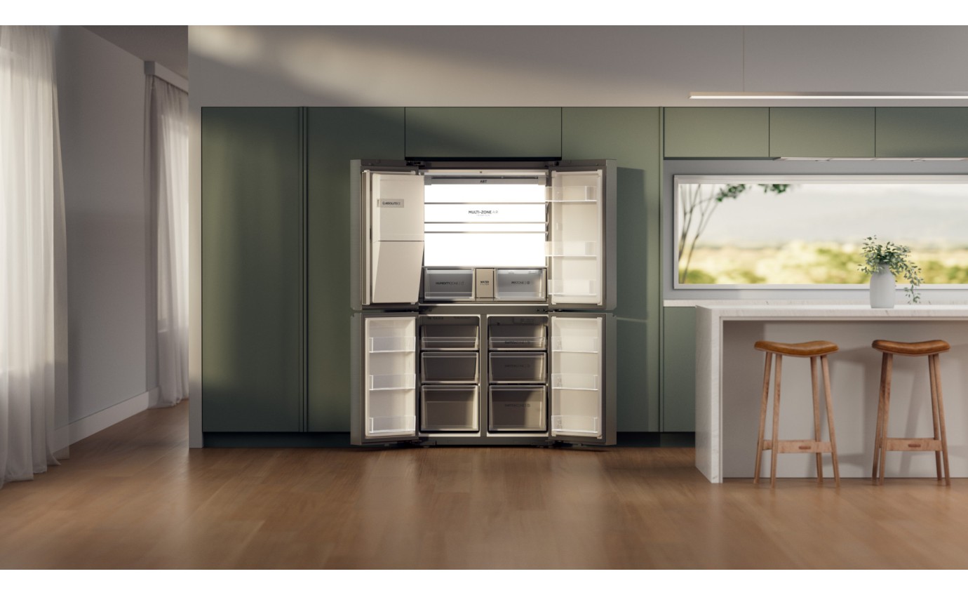 Haier 601L 600 Series Quad Door Refrigerator Freezer (Satina) HRF680YZS