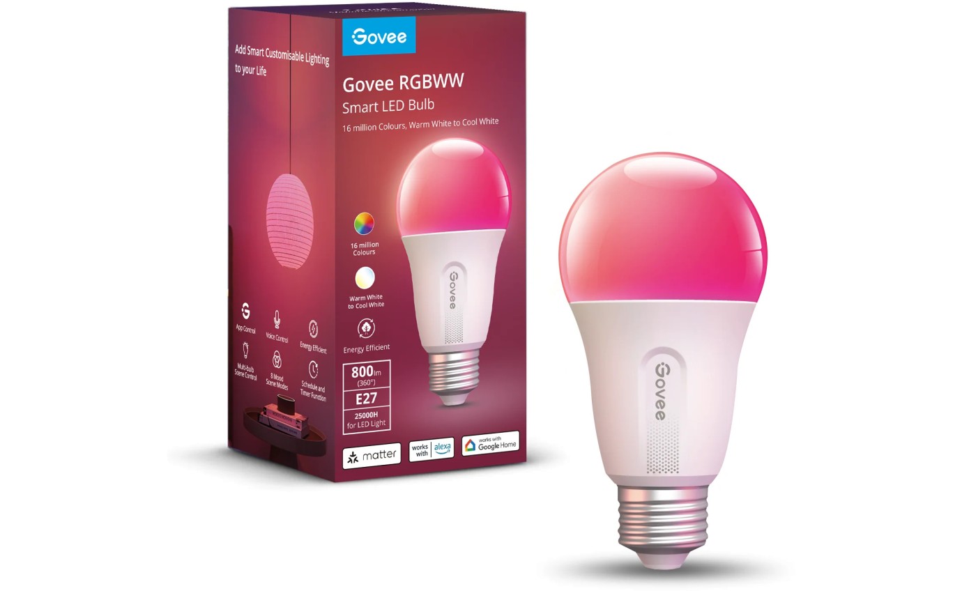 Govee Wi-Fi & Bluetooth Smart Light Bulb E27 (Matter Compatible) H6004E01