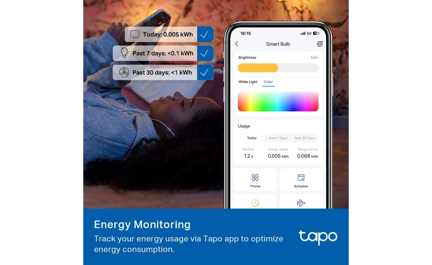 Tapo Smart Wi-Fi Multicolour Light Bulb (E27) TAPOL535E