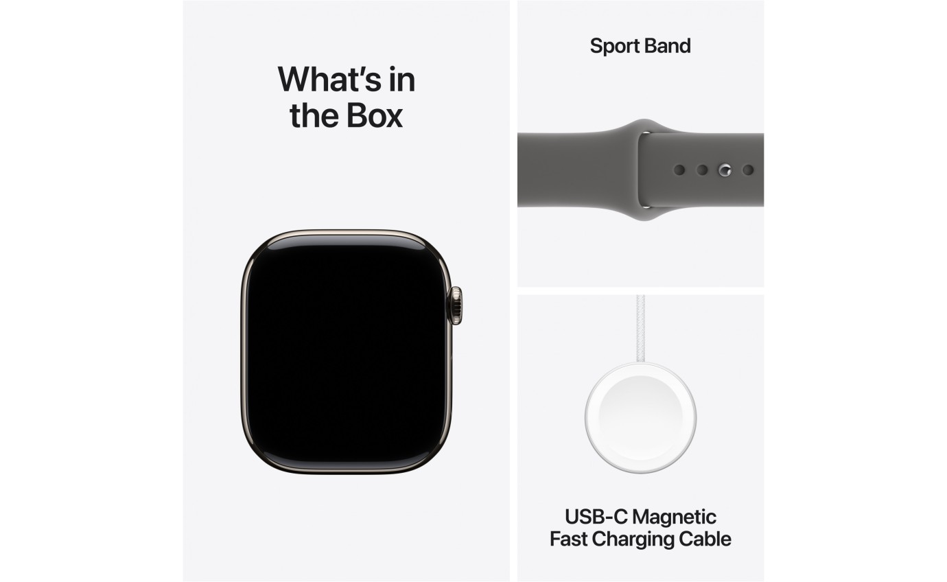 Apple Watch Series 11 GPS + Cellular 46mm Natural Titanium Case with Stone Grey Sport Band (S/M) MFCW4XA