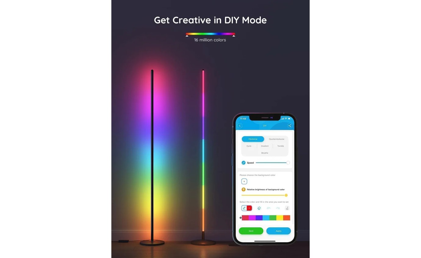 Govee RGBICW Corner Floor Lamp (Matter) H8076E13