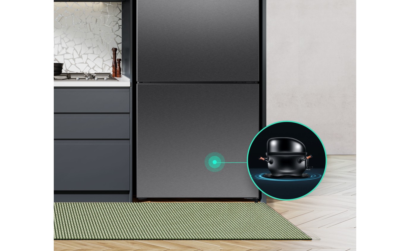 Hisense 417L PureFlat Eco Vision Bottom Mount Fridge (Black Steel) HRBM418E