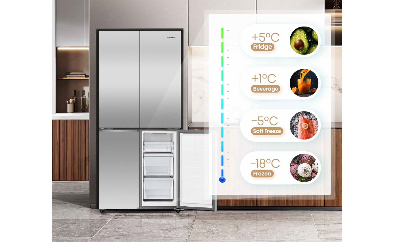 Hisense 483L French Door Refrigerator (Stainless Steel) HRCD483TS