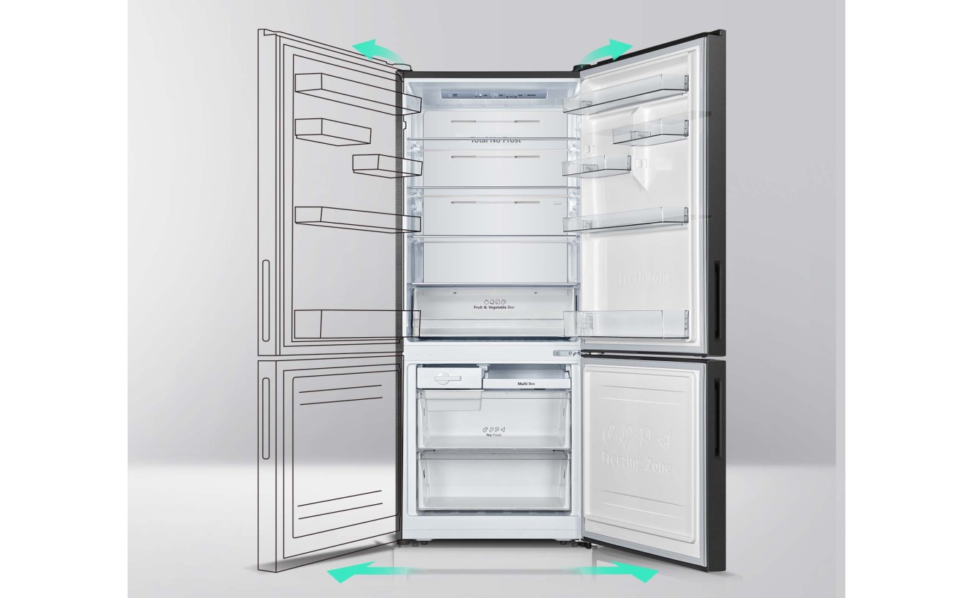 Hisense 417L PureFlat Bottom Mount Fridge (Black Steel) HRBM418B