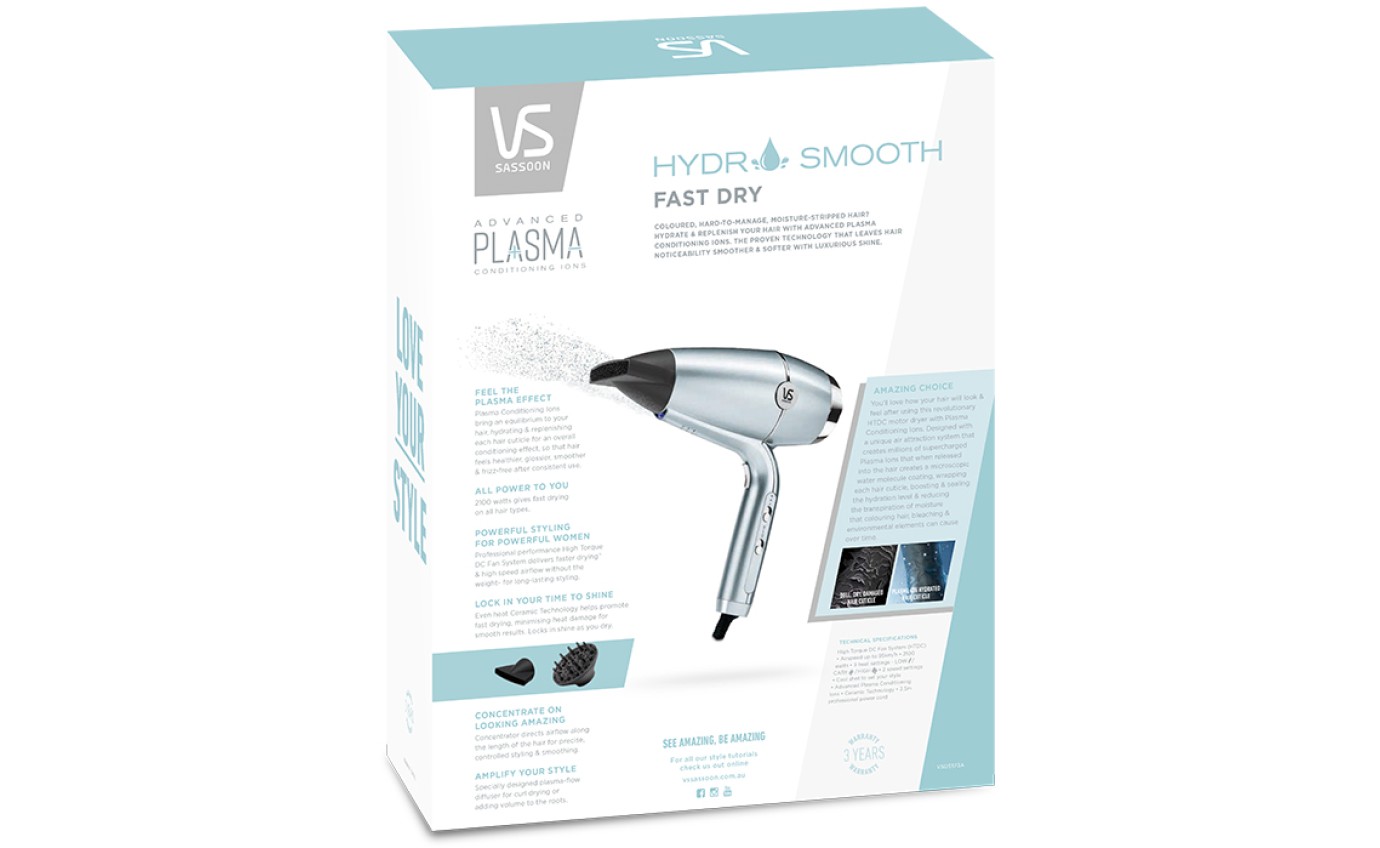 VS Sassoon Hydro Smooth Fast Dry Hair Dryer VSD5573A