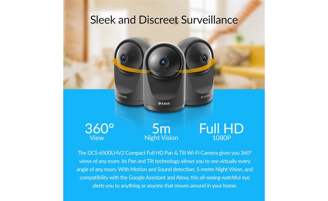 D-Link Compact Full HD Pan & Tilt Wi-Fi Camera DCS6500LHV2