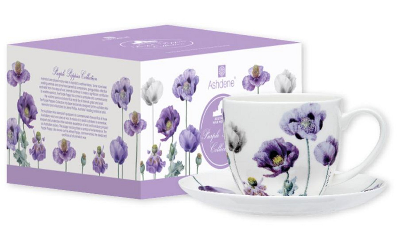 Ashdene Purple Poppies AWM Cup & Saucer 518047