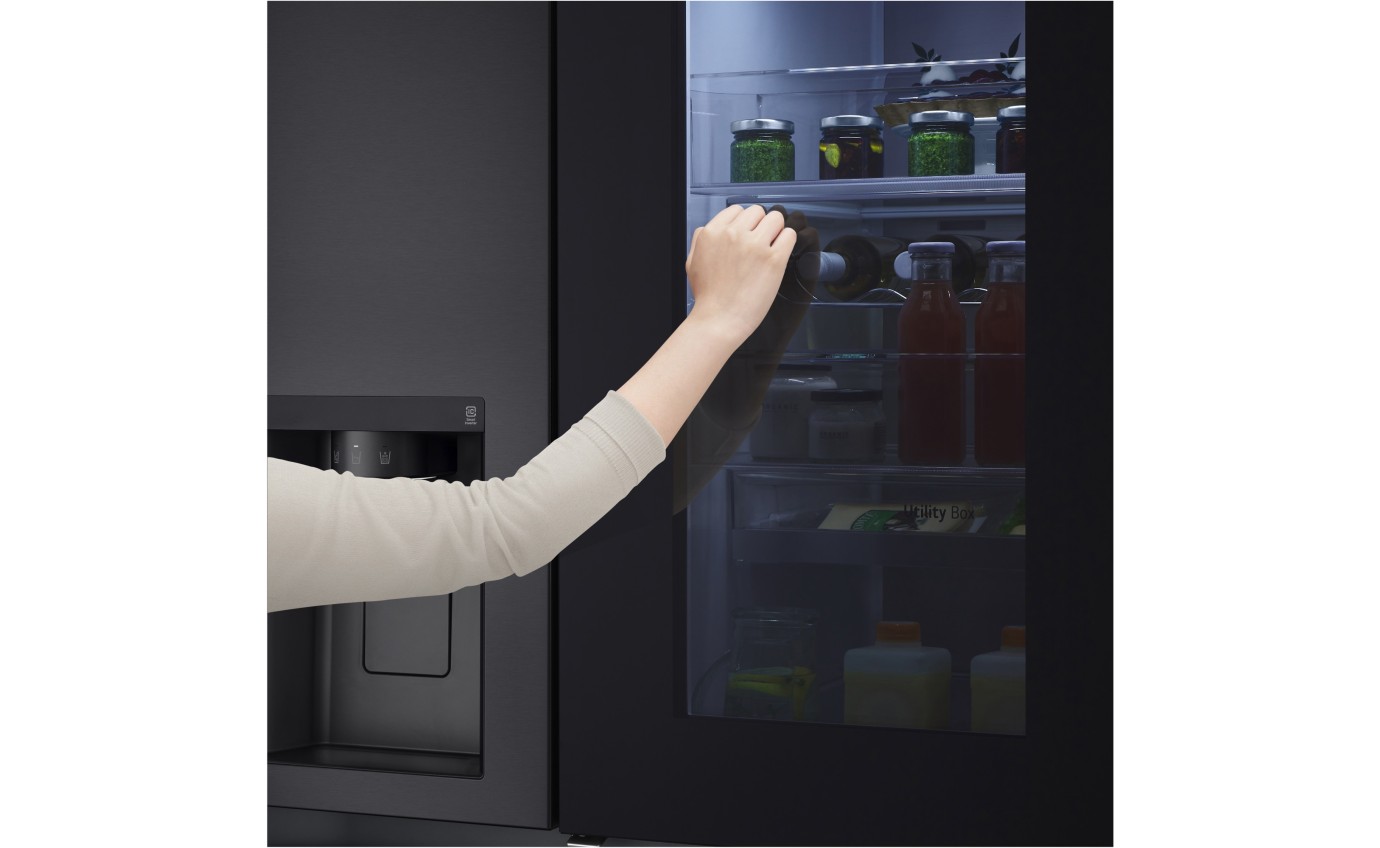 LG 635L InstaView Side By Side Fridge (Matte Black) GSV600MBLC
