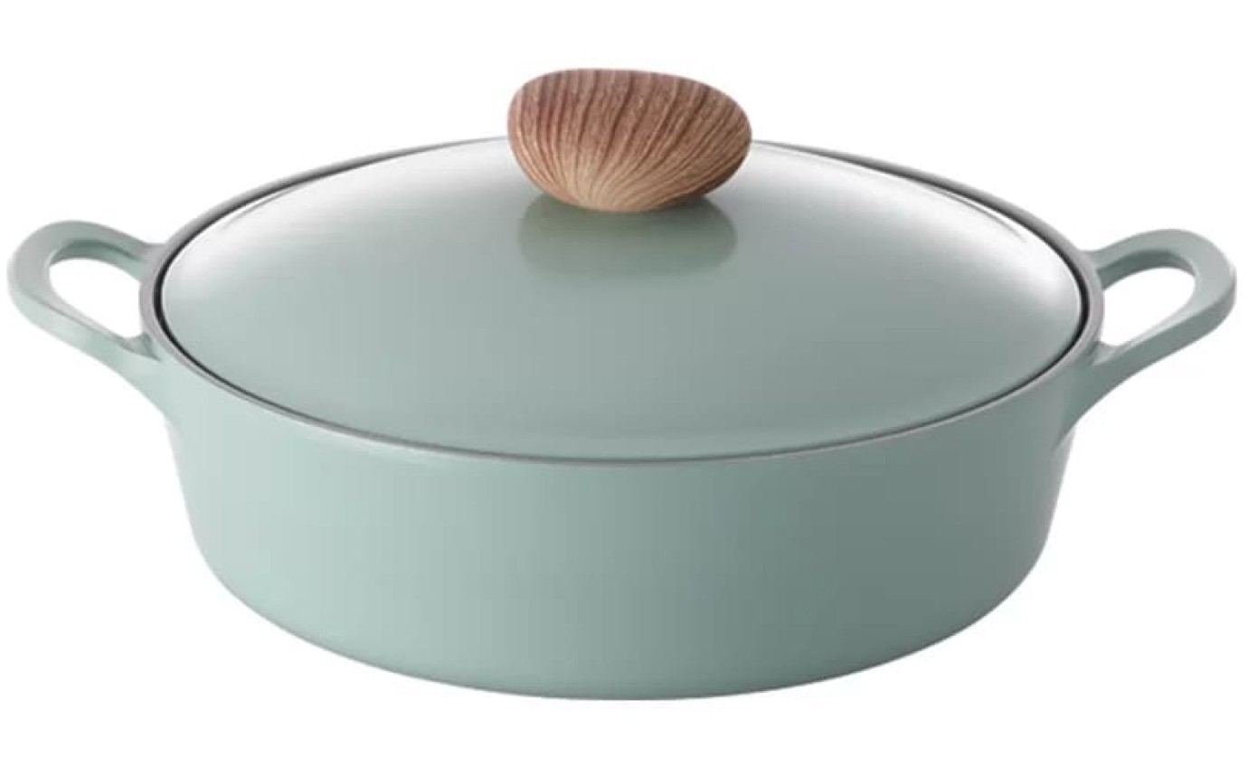 Neoflam 22cm Retro Low Stockpot Induction with Die-Cast Lid (Green Demer) EKRDL22G
