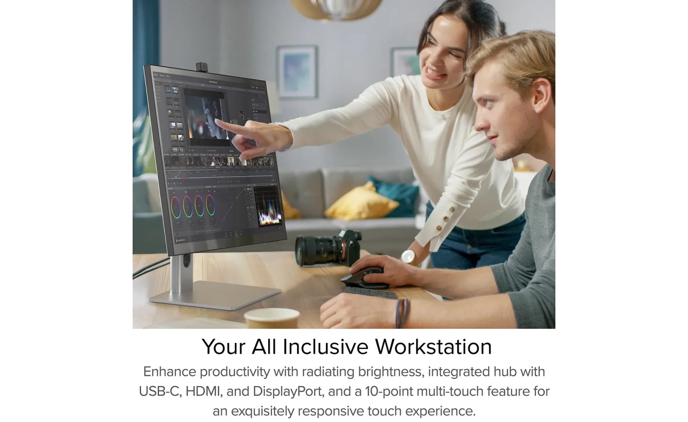 ALOGIC 27 inch Clarity Pro Touch Rotating 4K Monitor with 65W PD, Webcam and Touchscreen 27C4KPDWT